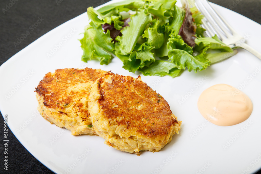 Crab Cakes and Salad Crab Cakes and Salad