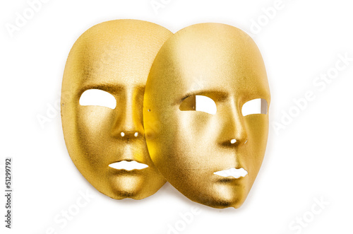 Shiny masks isolated on white background