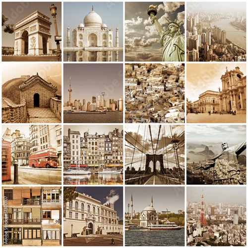 Collage vintage villes du monde photo