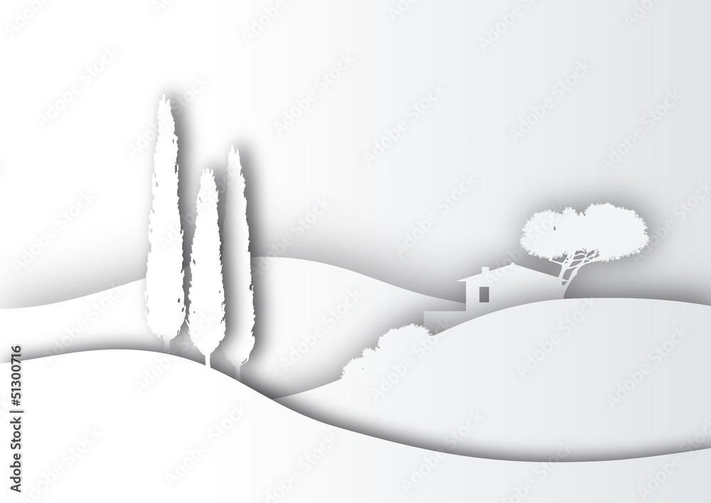 Naklejka premium Toscana Scherenschnitt weiß