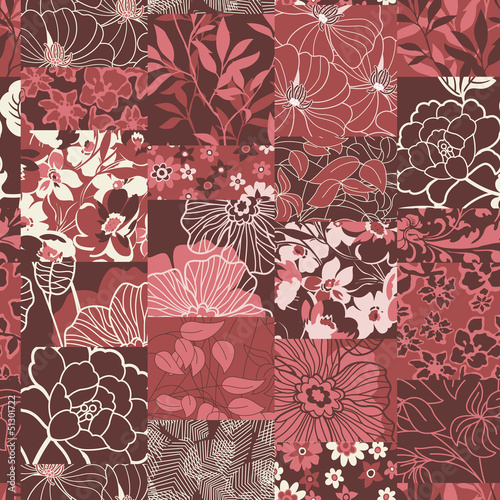 Flowers patchwork seamless pattern