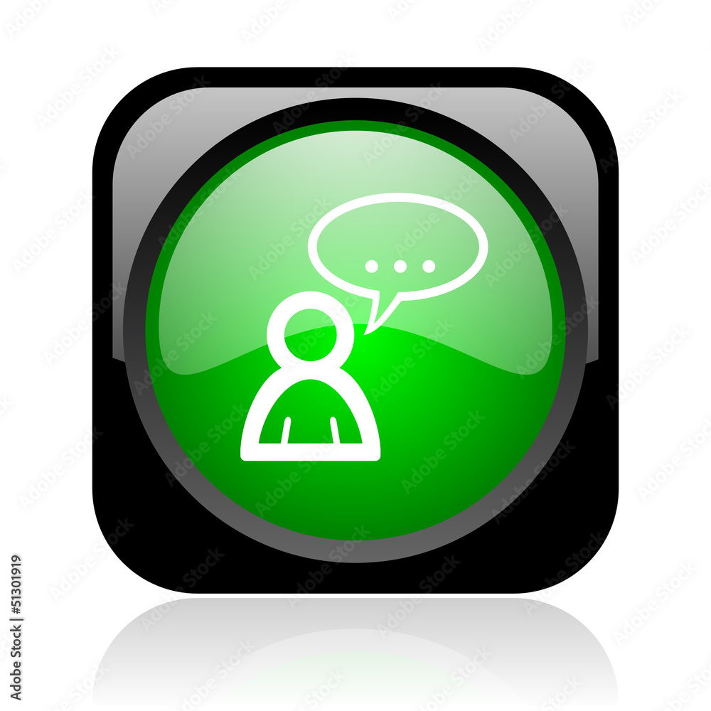 forum black and green square web glossy icon forum black and green square web glossy icon