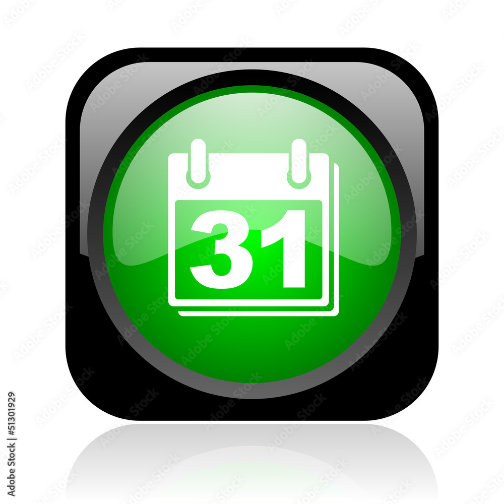 calendar black and green square web glossy icon calendar black and green square web glossy icon