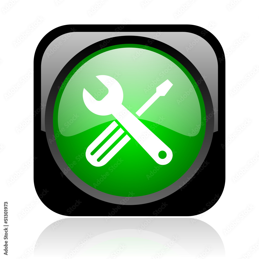 tools black and green square web glossy icon tools black and green square web glossy icon