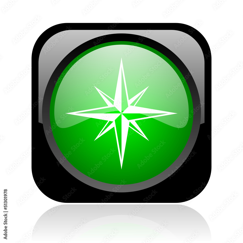 compass black and green square web glossy icon compass black and green square web glossy icon