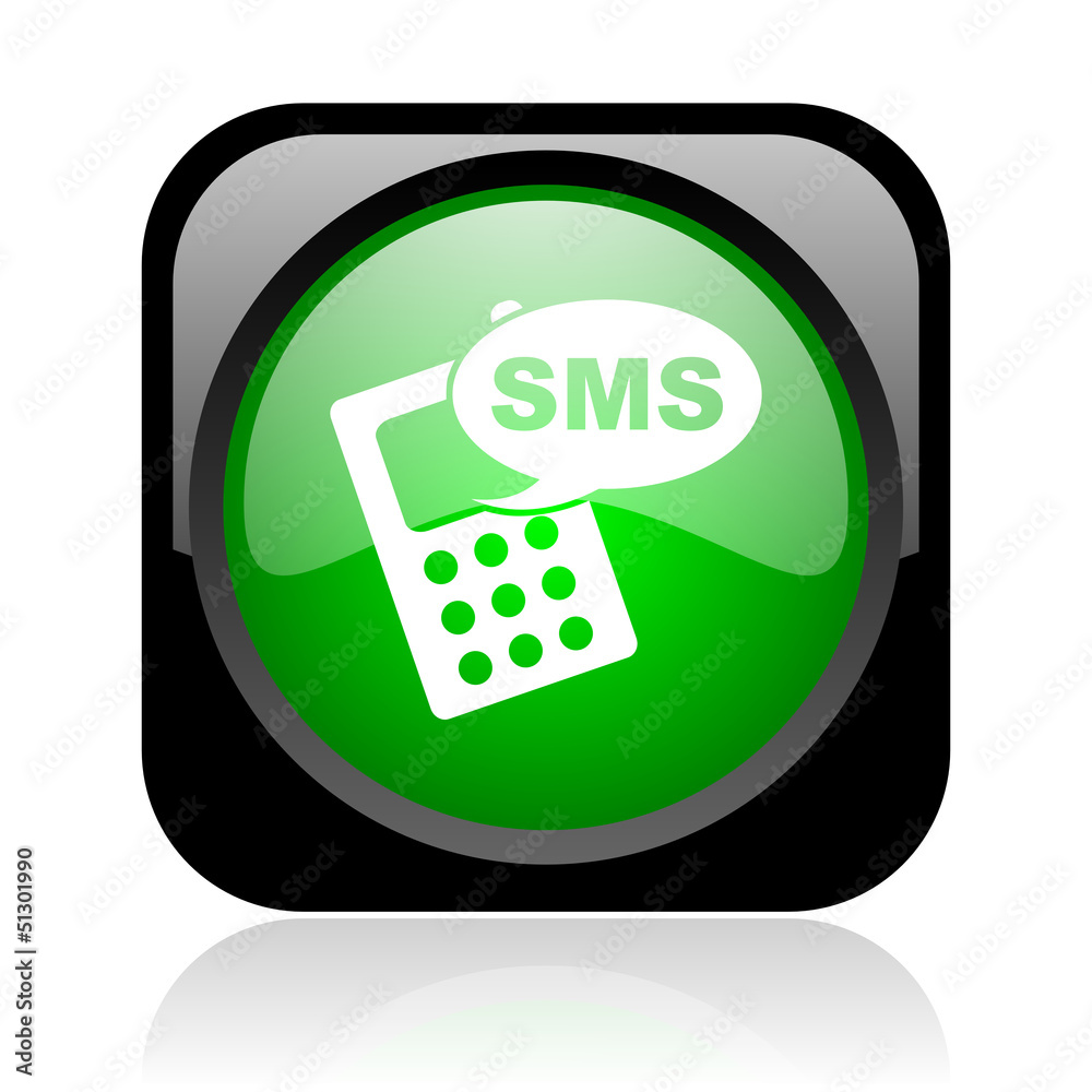 sms black and green square web glossy icon sms black and green square web glossy icon