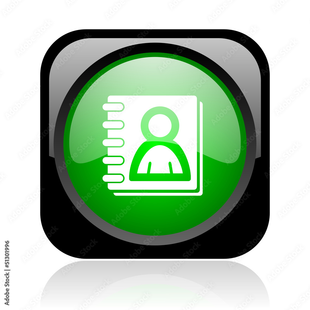 address book black and green square web glossy icon address book black and green square web glossy icon