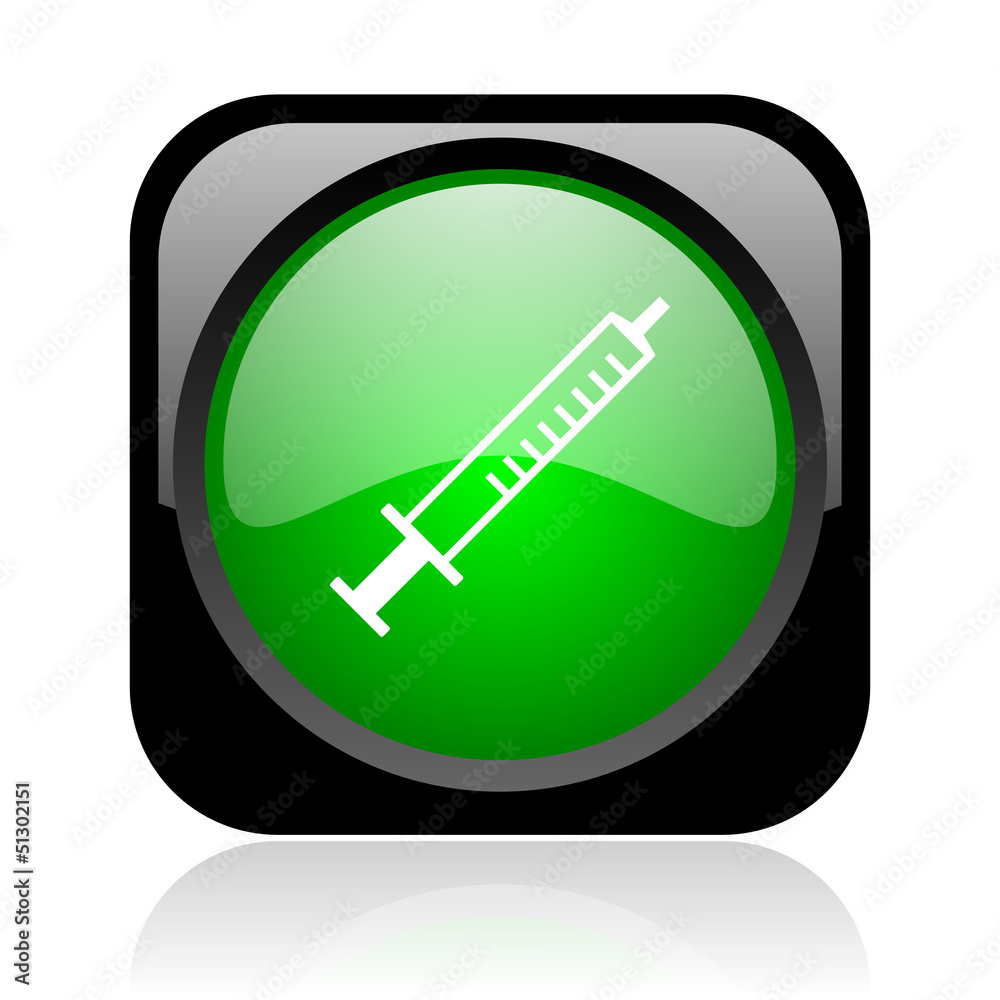 syringe black and green square web glossy icon syringe black and green square web glossy icon