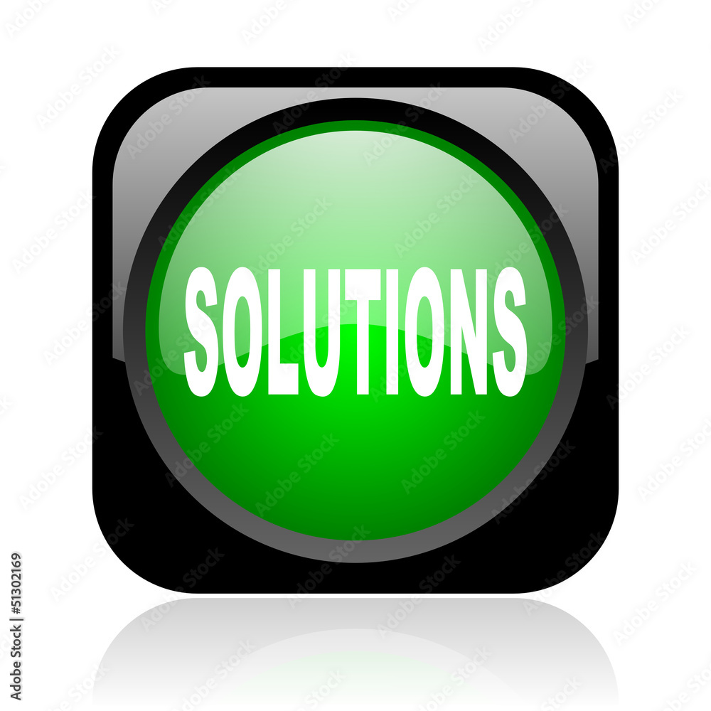 solutions black and green square web glossy icon solutions black and green square web glossy icon