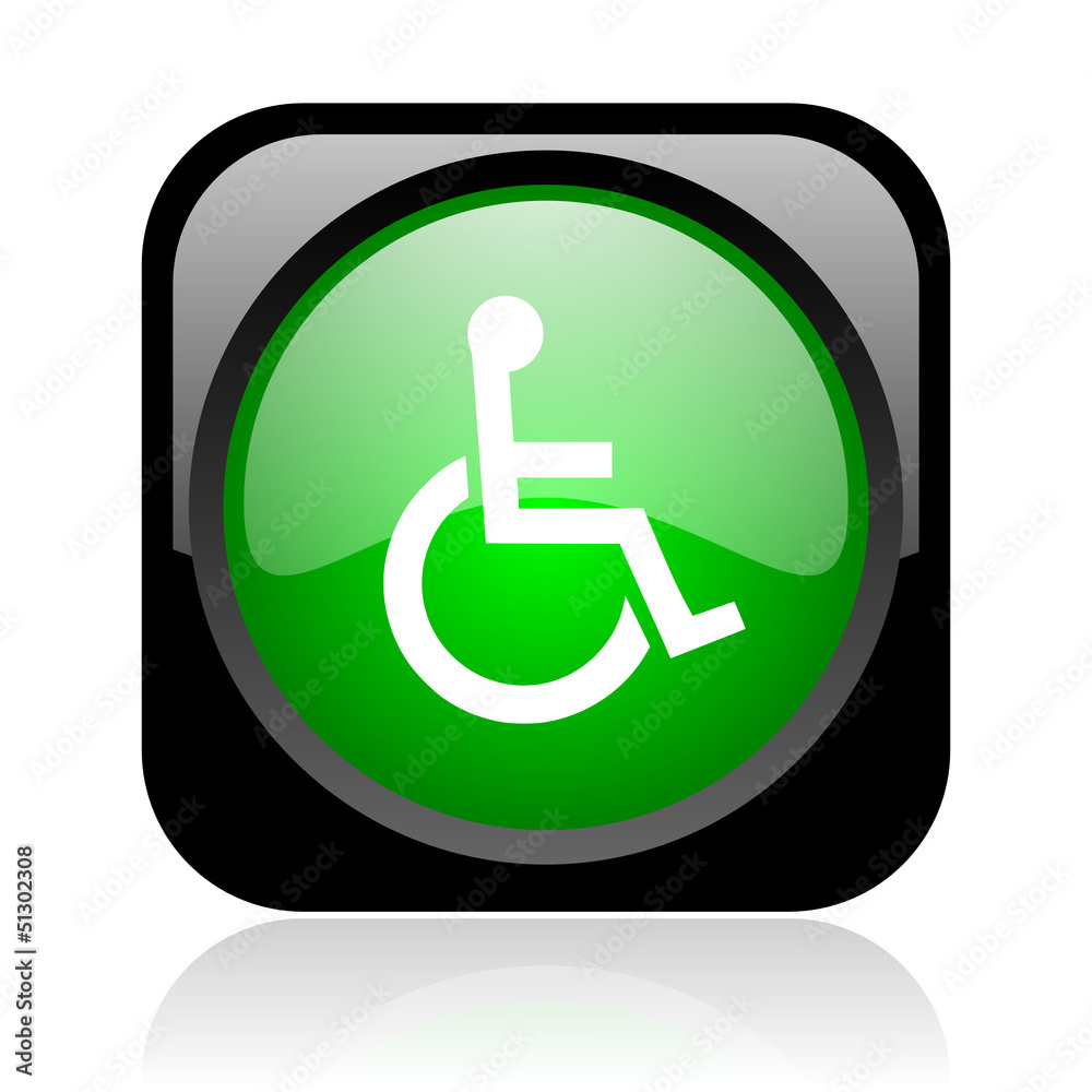 accessibility black and green square web glossy icon accessibility black and green square web glossy icon