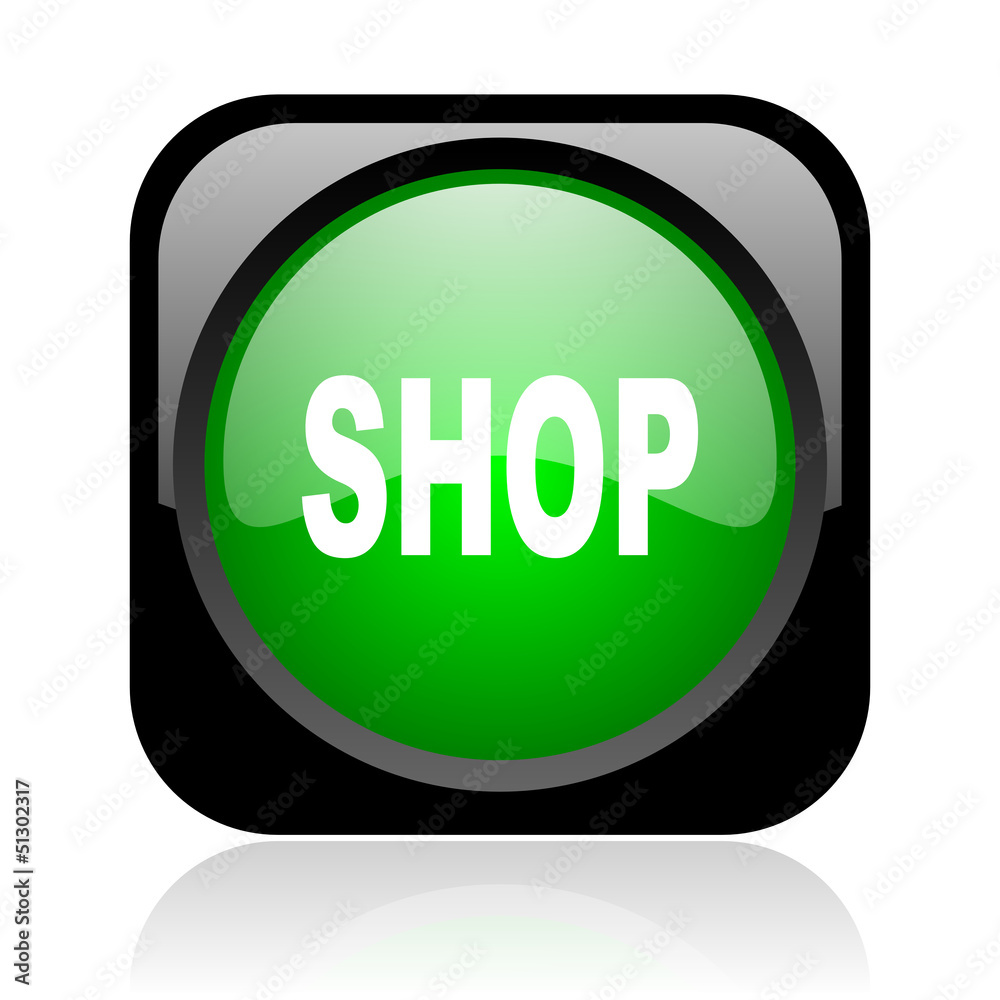 shop black and green square web glossy icon shop black and green square web glossy icon