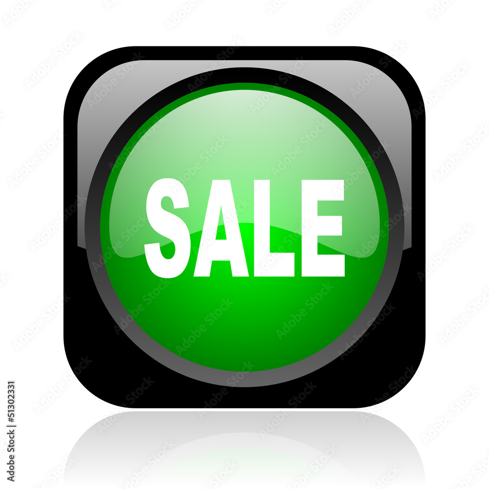 sale black and green square web glossy icon sale black and green square web glossy icon