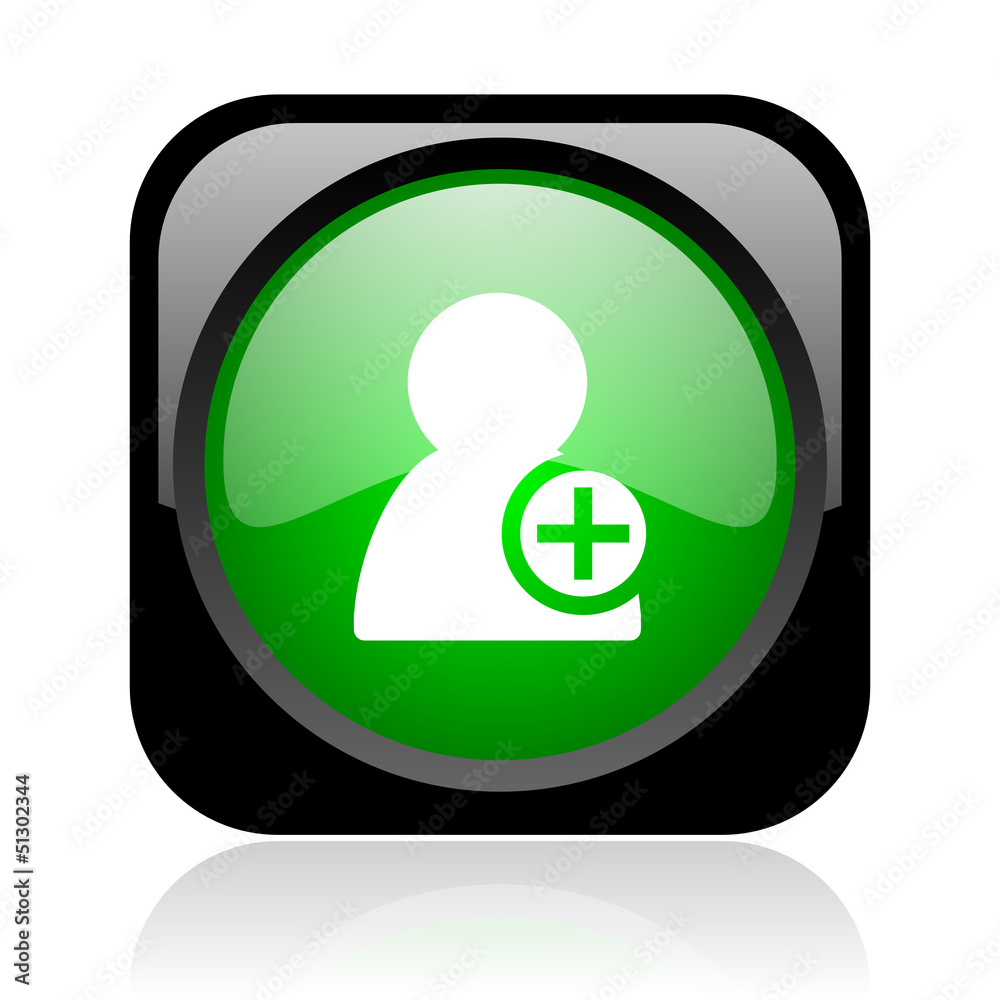 add contact black and green square web glossy icon add contact black and green square web glossy icon