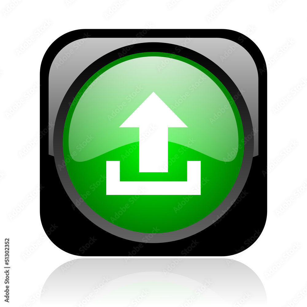 upload black and green square web glossy icon upload black and green square web glossy icon