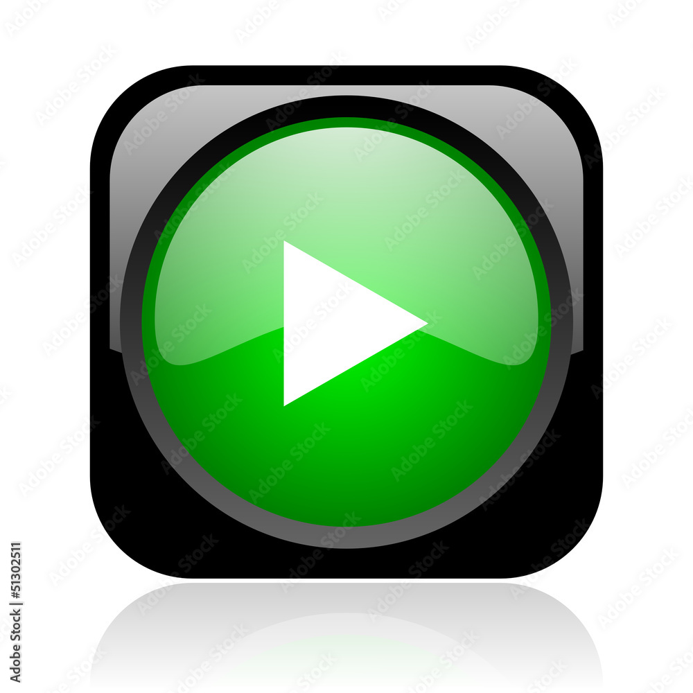 play black and green square web glossy icon play black and green square web glossy icon