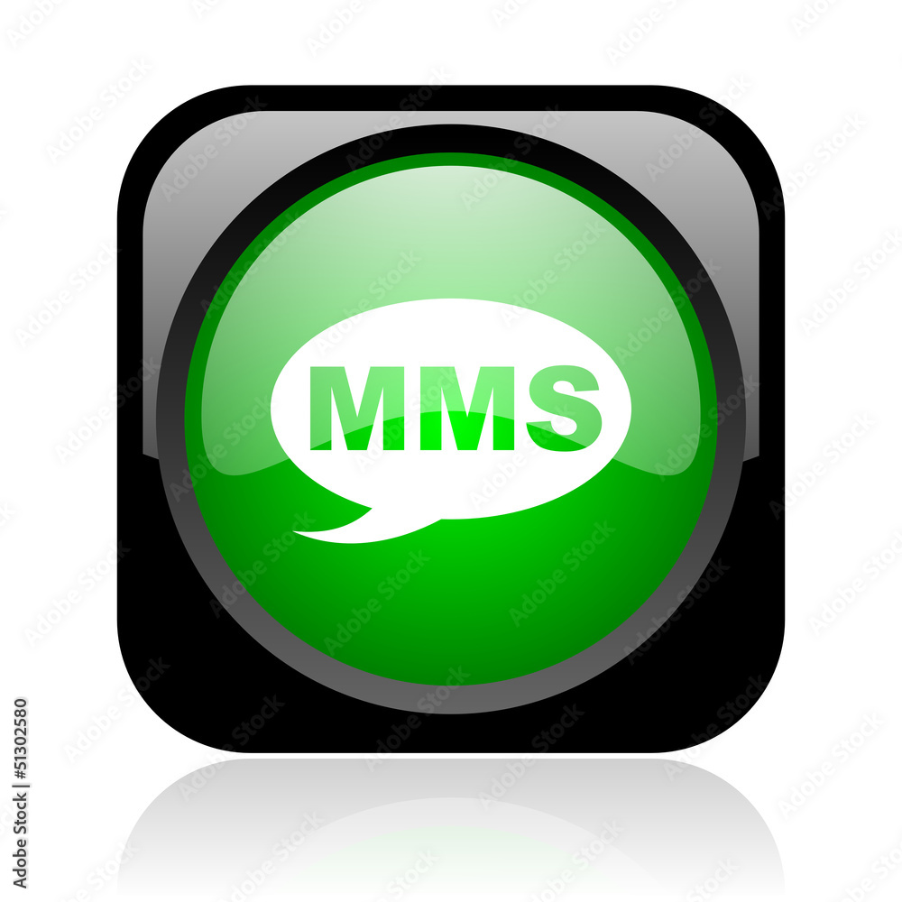 mms black and green square web glossy icon mms black and green square web glossy icon