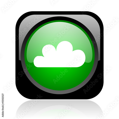 weather forecast black and green square web glossy icon