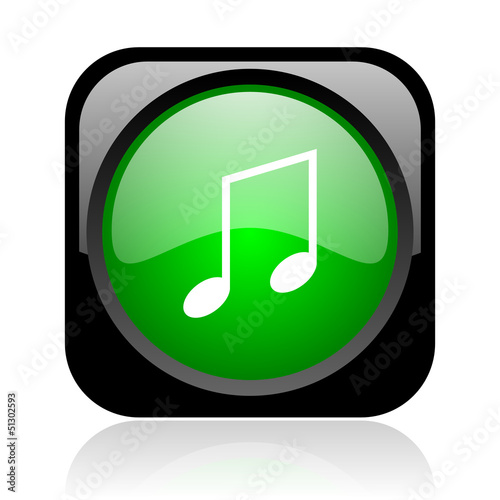 music black and green square web glossy icon