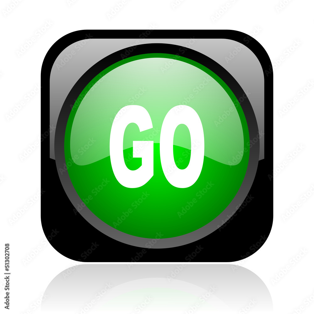 go black and green square web glossy icon go black and green square web glossy icon