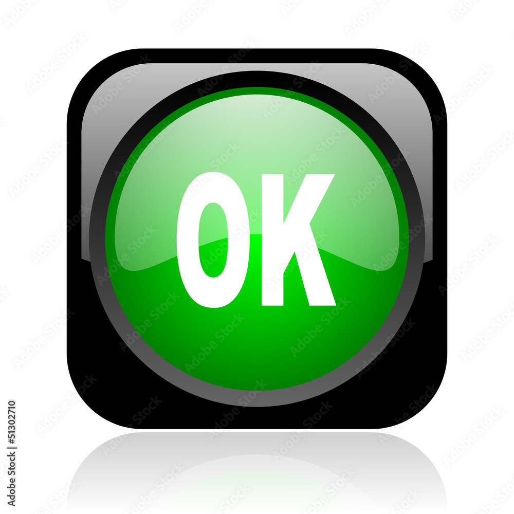 ok black and green square web glossy icon ok black and green square web glossy icon