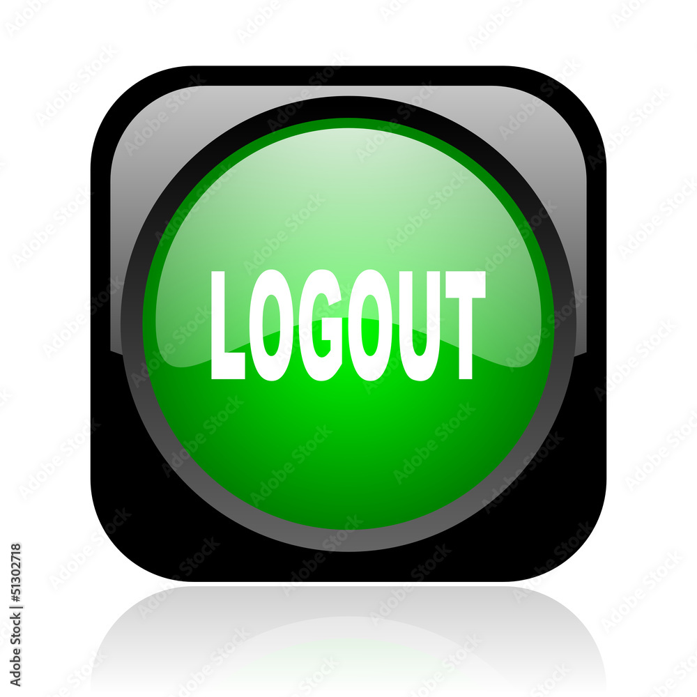 logout black and green square web glossy icon logout black and green square web glossy icon