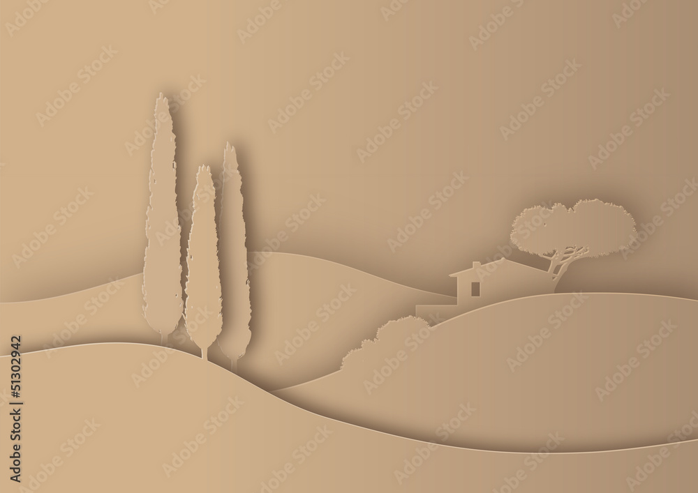 Fototapeta premium Toskana Scherenschnitt