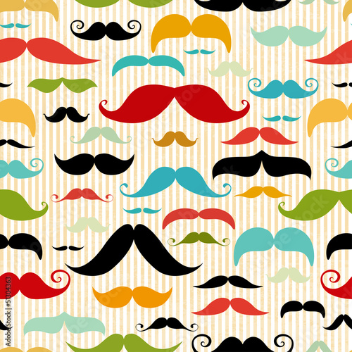 Mustache seamless pattern in vintage style