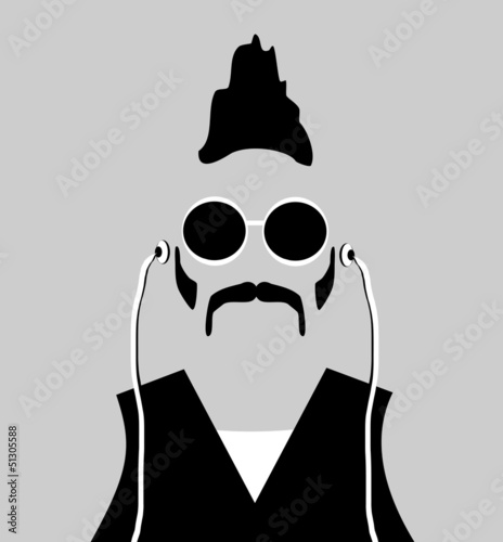 man with mohawk and earphones