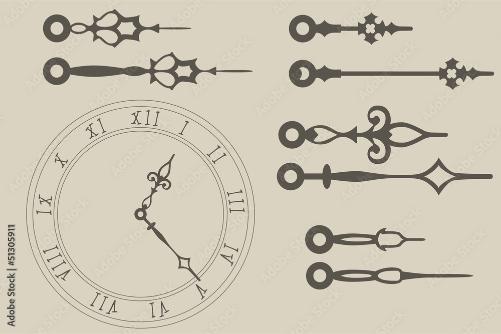 Vector clock hands pack