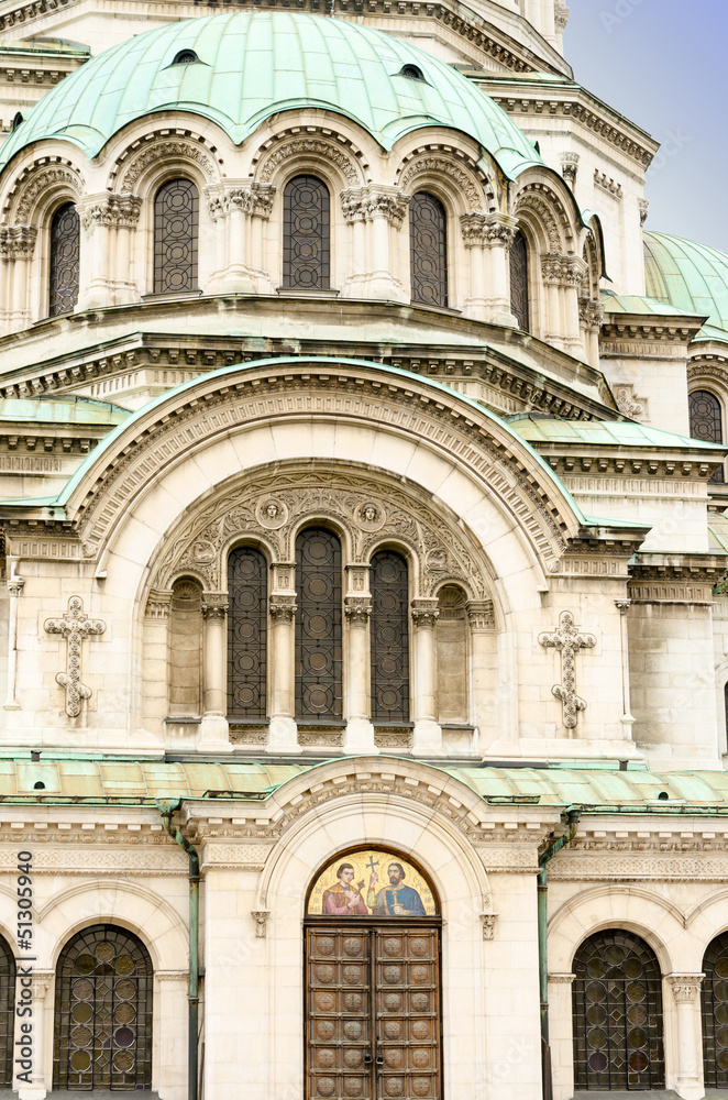 A door, an arch and a dome of the Alexander Nevsky Cathedral, So