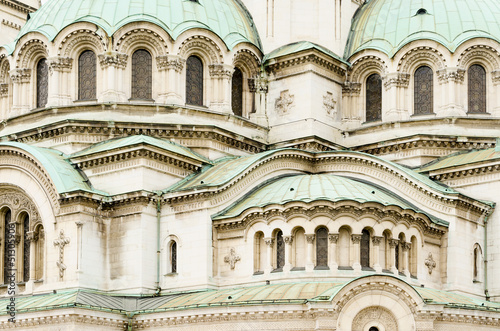 Horizontal view of the facade of the Alexander Nevsky Cathedral 