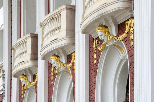 An architectural detail of the National Theater in Sofia, Bulgar