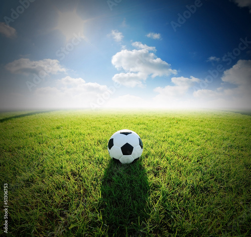 football field soccer stadium on the green grass blue sky sport