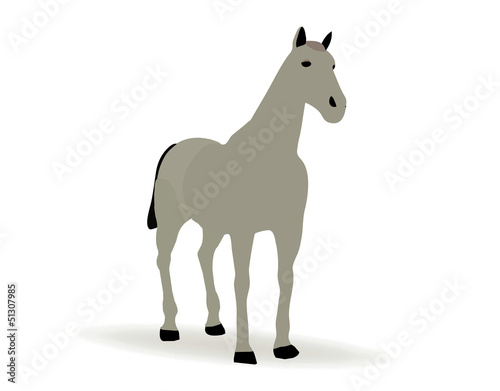 horse portrait standing against white background