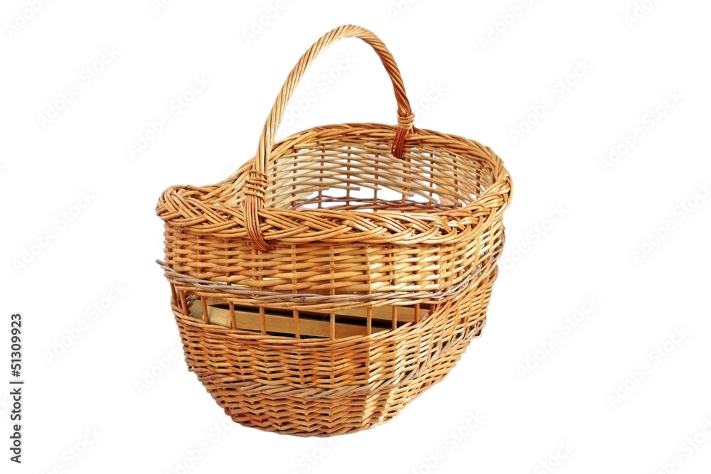 wooden basket over white