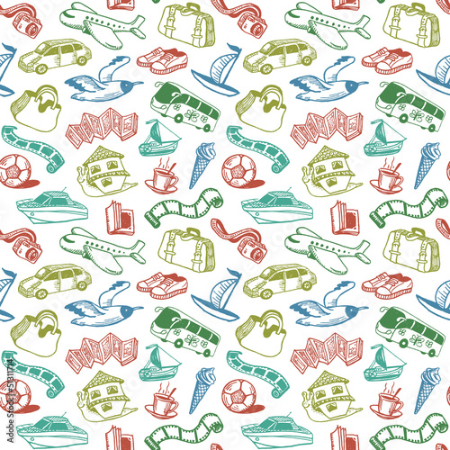 Travel And Rest Seamless Pattern Vector