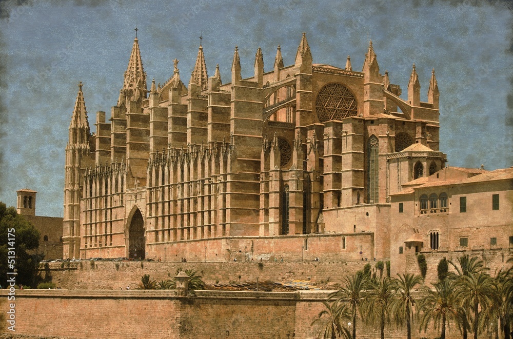 Palma de Mallorca cathedral, Spain - Vintage