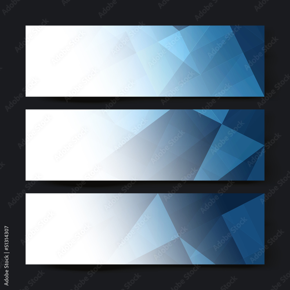 Obraz premium Collection of three horizontal banner designs, abstract blue tri