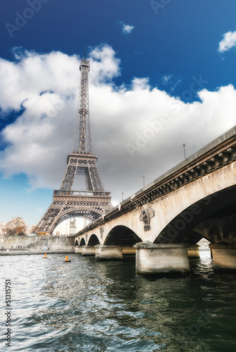Fototapeta Naklejka Na Ścianę i Meble -  Wonderful view of Eiffel Tower in all its magnificence - Paris