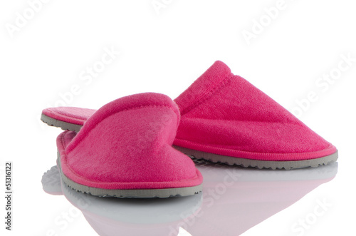 A pair of pink slippers