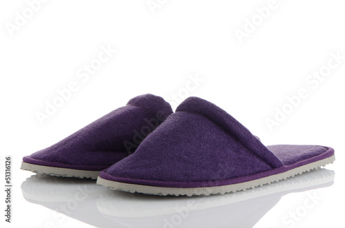 A pair of purple slippers