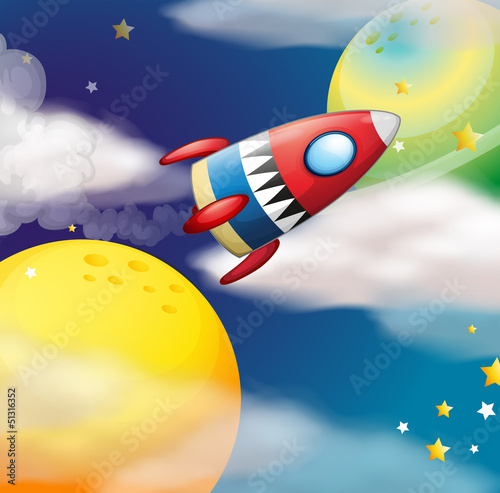 A spaceship near the planets