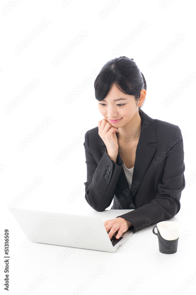 a young asian businesswoman on white background a young asian businesswoman on white background