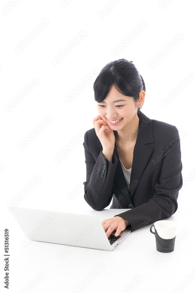 a young asian businesswoman on white background a young asian businesswoman on white background