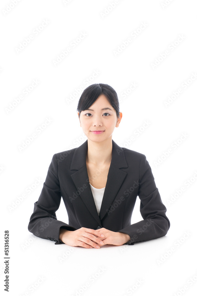 a young asian businesswoman on white background a young asian businesswoman on white background