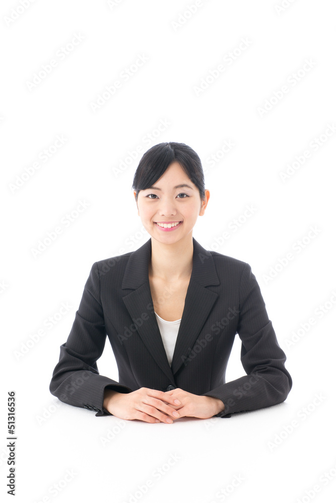 a young asian businesswoman on white background a young asian businesswoman on white background