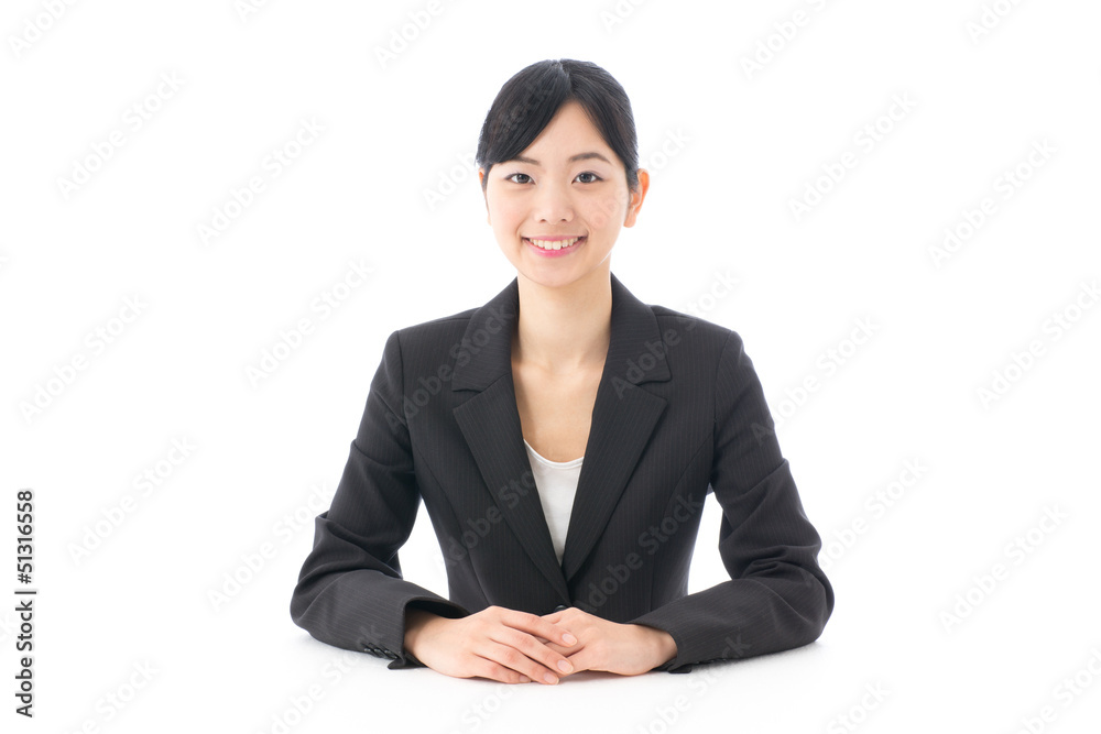 a young asian businesswoman on white background a young asian businesswoman on white background