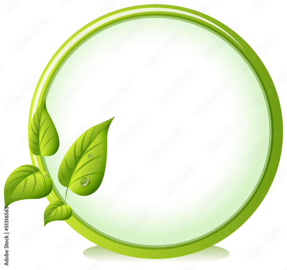 A round border with four green leaves A round border with four green leaves