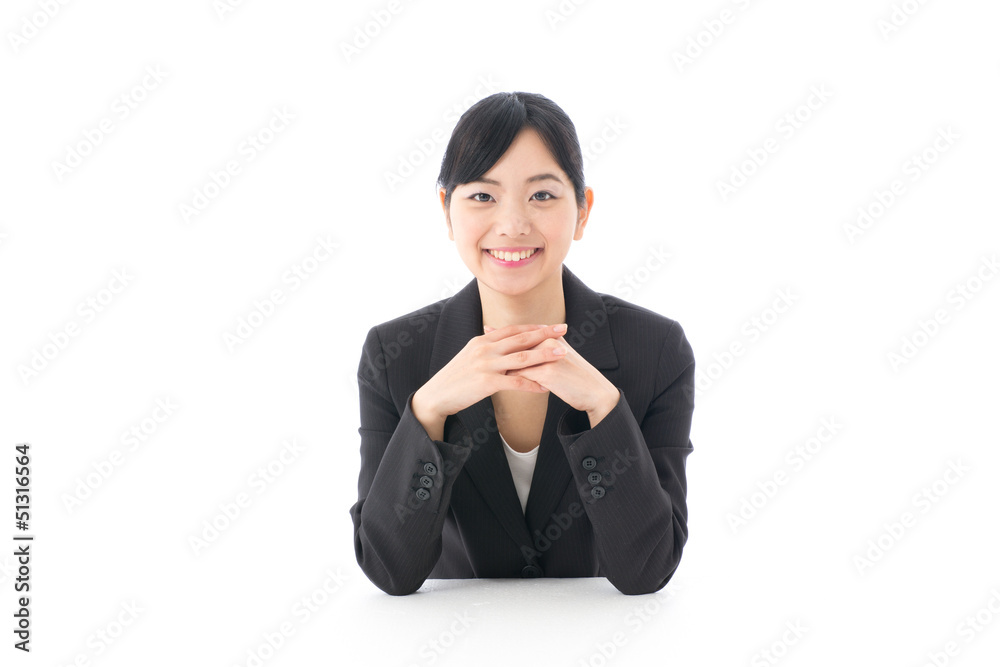a young asian businesswoman on white background a young asian businesswoman on white background
