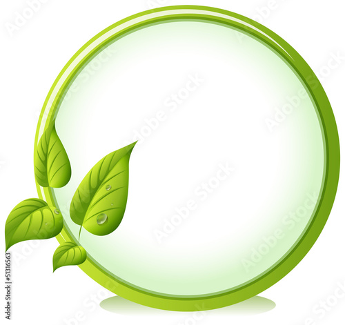 A round border with four green leaves